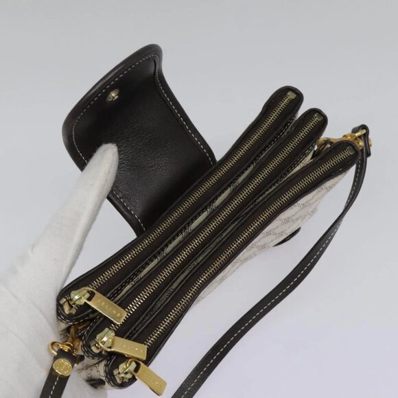 CELINE Macadam Canvas Accessory Pouch PVC Leather White Gold Auth 93826AV - Picture 10 of 14